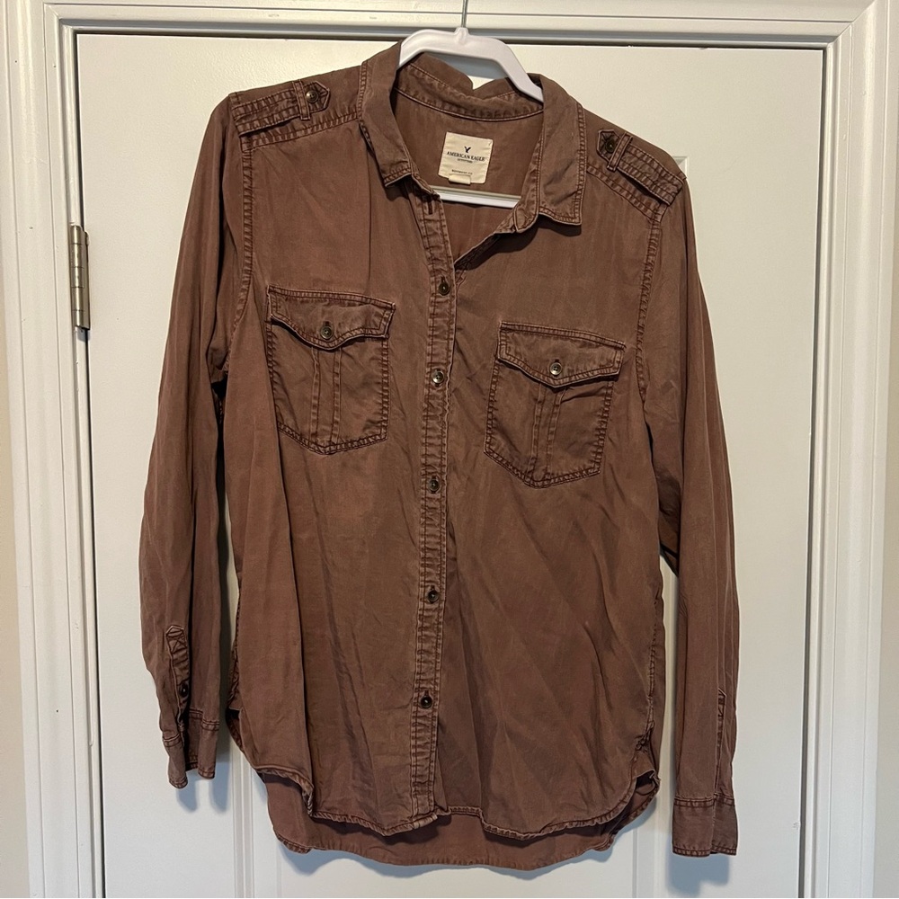 Pinkish Brown American Eagle Button Up